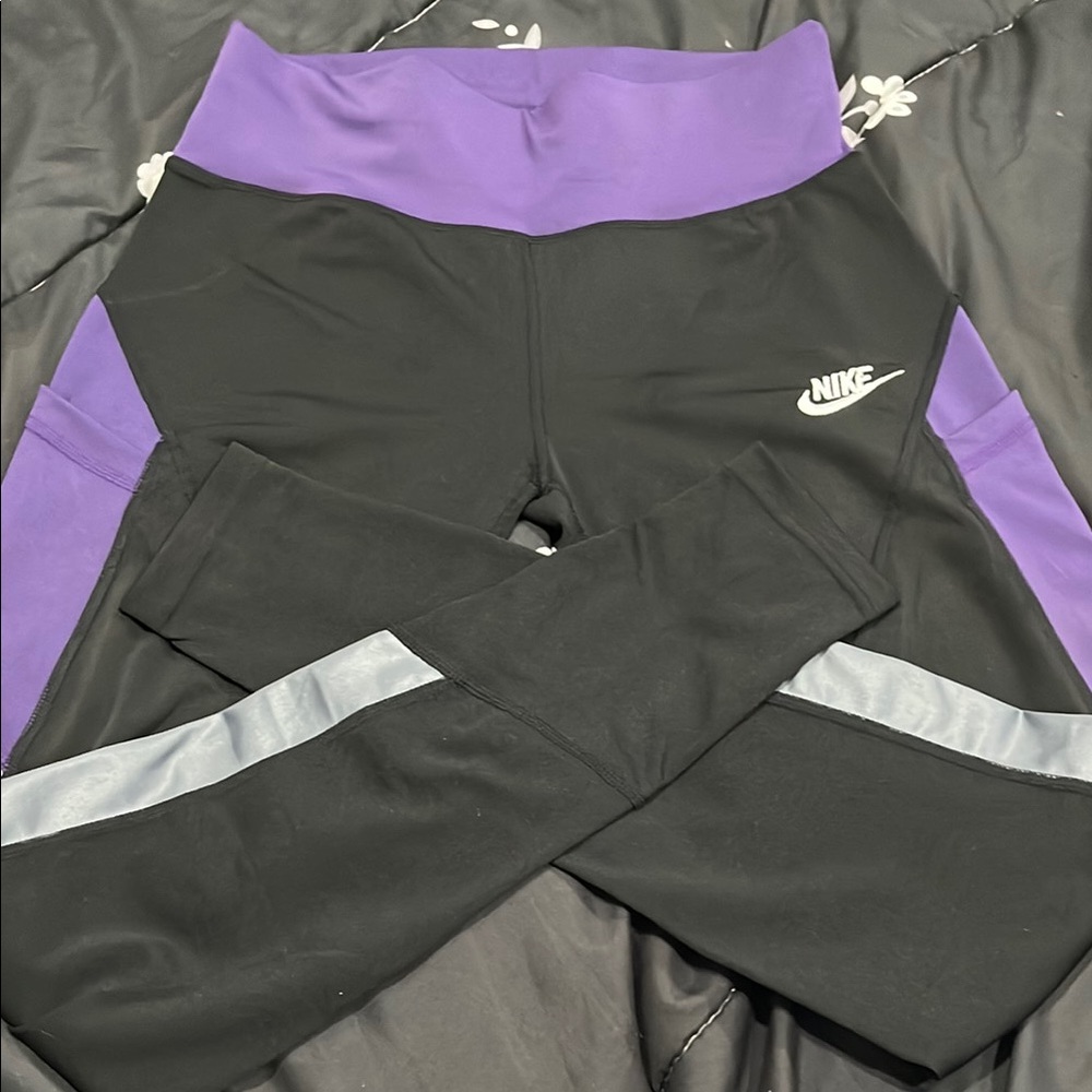 Nike Black and Purple Leggings